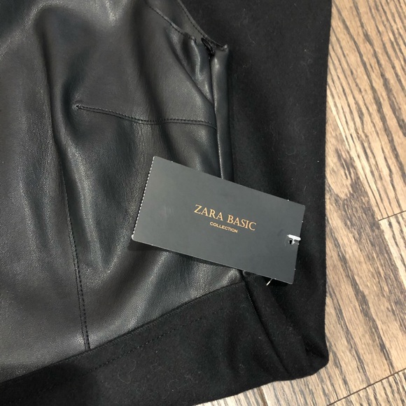 Zara Basics Faux Leather and Wool Skater Dress - Picture 2 of 5